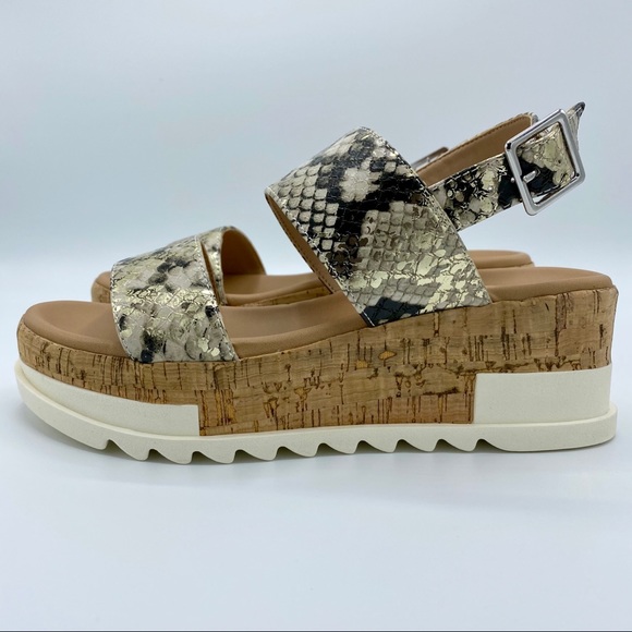 Steve Madden Gold Snake Brenda Wedge Sandal - Picture 6 of 15